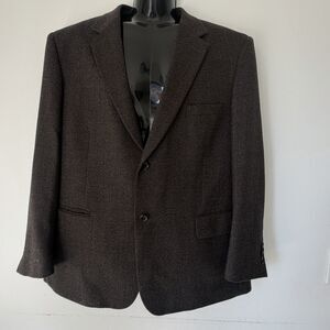 Pronto Uomo Mens 46R Brown Wool Sport Coat Blazer Tweed 2 Button